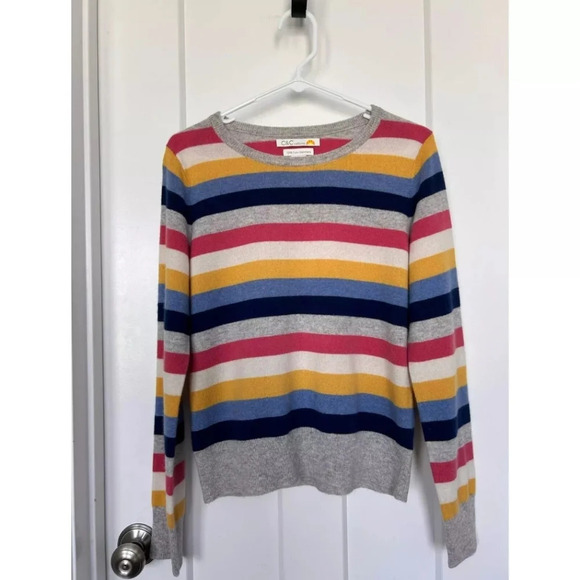 C&C California Casmere striped 2 ply pullover sweater size medium - Picture 1 of 6
